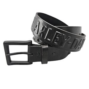 Harley-Davidson Mens Black Leather Studded Biker Belt 36 Matte Black Moto Y2K